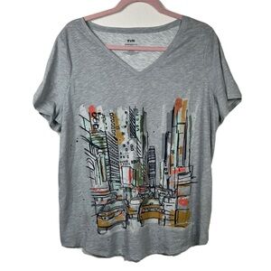 EVRI Womens Sz 0X Short Sleeve T Shirt  Print